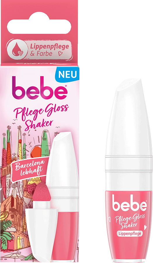 bebe Lippenpflege - Pflege Gloss Shaker Barcelona - Lippenpflege mit Farbe - Frisches Pink
